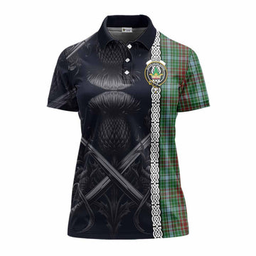 Tartan Vibes Clothing Gayre Tartan Women's Polo Shirt with Family Crest Cross Sword Thistle Celtic Vibes