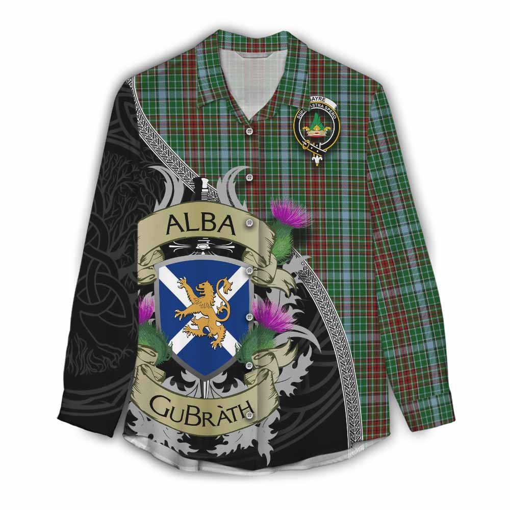 Tartan Vibes Clothing Gayre Tartan Family Crest Women's Casual Shirt Lion Rampant Royal Thistle Shield Celtic Inspired