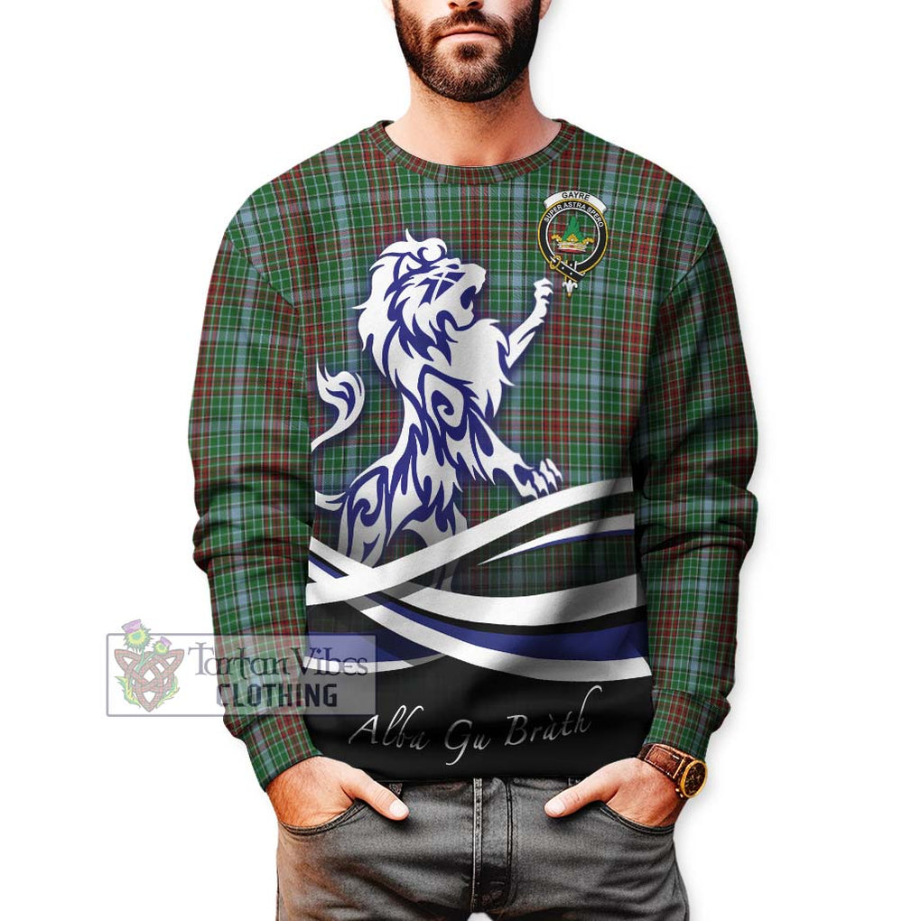 Gayre Tartan Sweatshirt with Alba Gu Brath Regal Lion Emblem Unisex - Tartanvibesclothing Shop