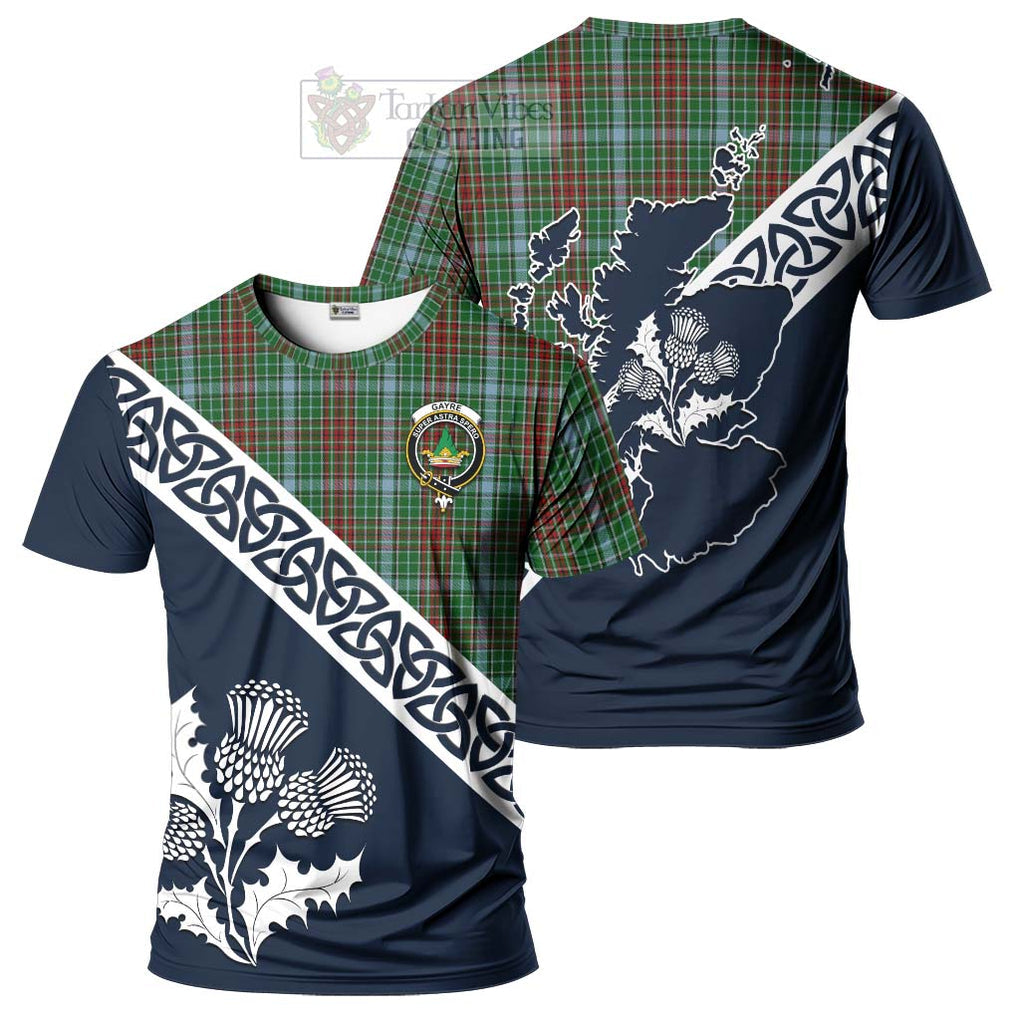 Gayre Tartan T-Shirt Featuring Thistle and Scotland Map Kid's Shirt - Tartanvibesclothing Store