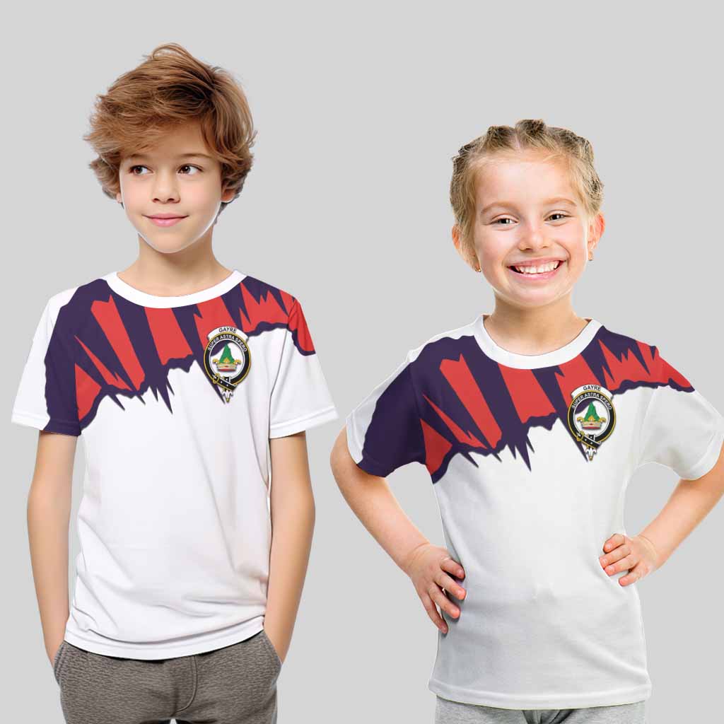 Tartan Vibes Clothing Gayre Clan Crest Kid T-Shirt with Retro Sport Style