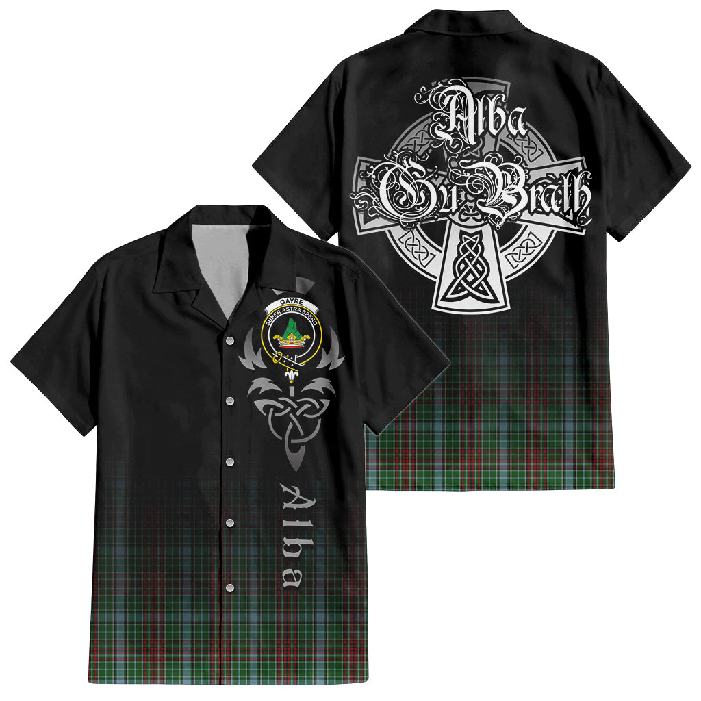 Tartan Vibes Clothing Gayre Tartan Short Sleeve Button Up Featuring Alba Gu Brath Family Crest Celtic Inspired