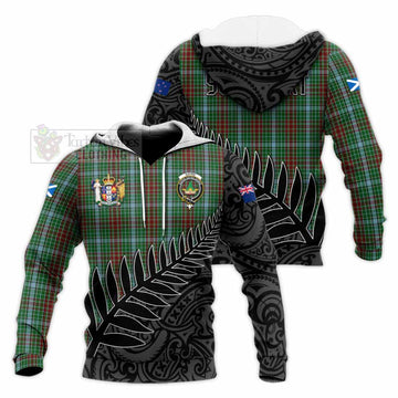 Gayre Crest Tartan Knitted Hoodie with New Zealand Silver Fern Half Style