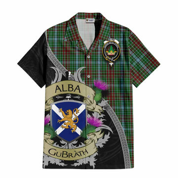 Tartan Vibes Clothing Gayre Tartan Family Crest Short Sleeve Button Shirt Lion Rampant Royal Thistle Shield Celtic Inspired