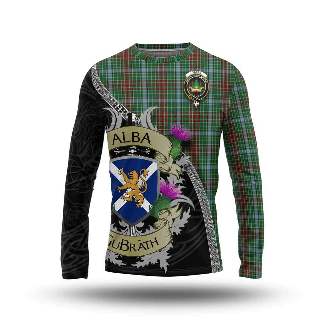 Tartan Vibes Clothing Gayre Tartan Family Crest Long Sleeve T-Shirt Lion Rampant Royal Thistle Shield Celtic Inspired