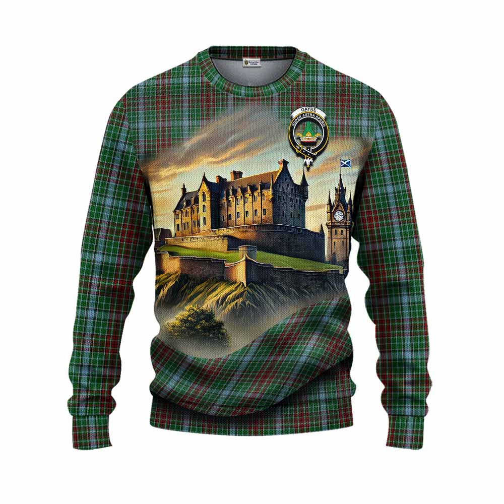 Tartan Vibes Clothing Gayre Tartan Family Crest Knitted Sweater with Scottish Ancient Castle Style