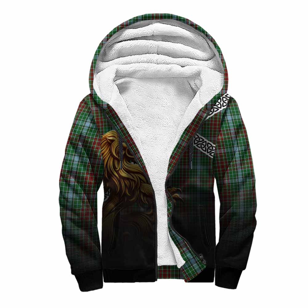 Tartan Vibes Clothing Gayre Crest Tartan Sherpa Hoodie with Golden Lion Emblem Celtic Style