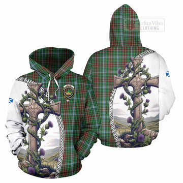Tartan Vibes Clothing Gayre Tartan Hoodie with Family Crest and St. Andrew's Cross Accented by Thistle Vines