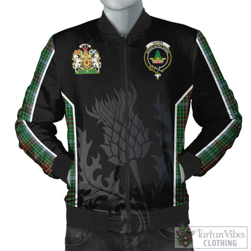 Gayre Tartan Bomber Jacket with Family Crest and Scottish Thistle Vibes Sport Style