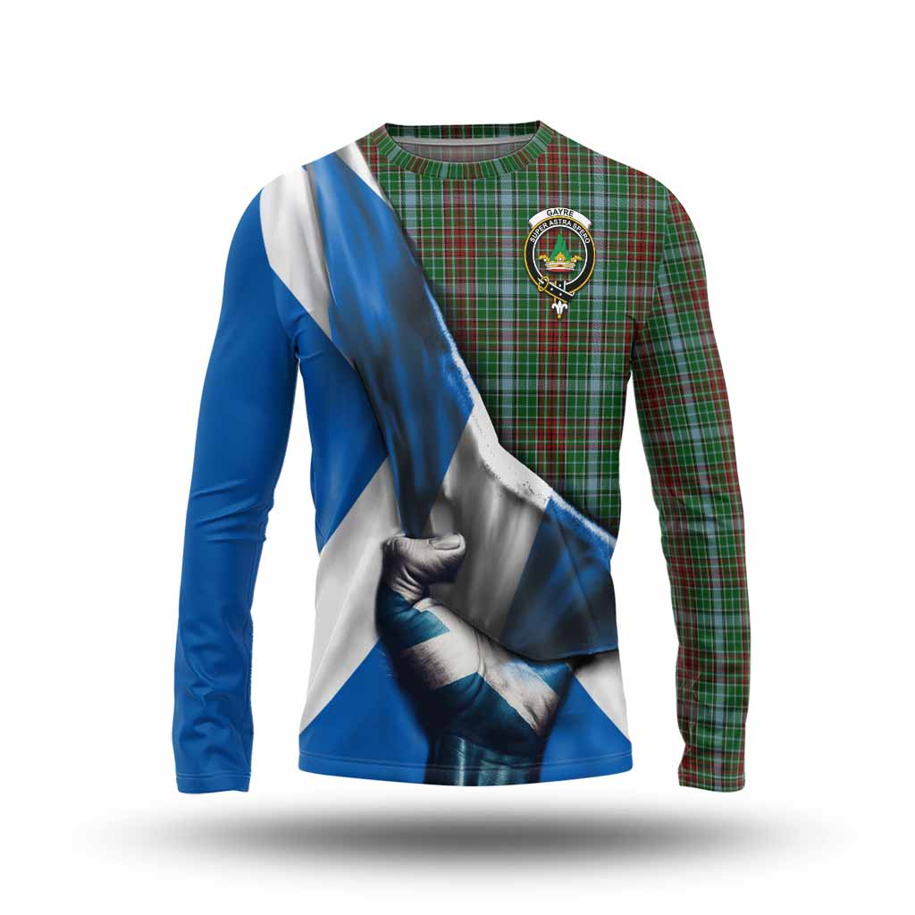 Tartan Vibes Clothing Gayre Tartan Long Sleeve T-Shirt with Family Crest Scotland Patriotic Style