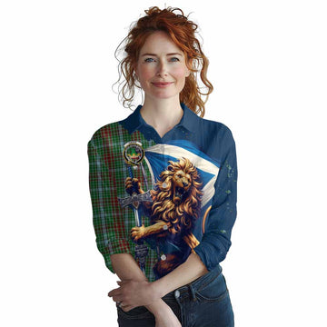 Tartan Vibes Clothing Gayre Tartan Family Crest Women's Casual Shirt with Scottish Majestic Lion