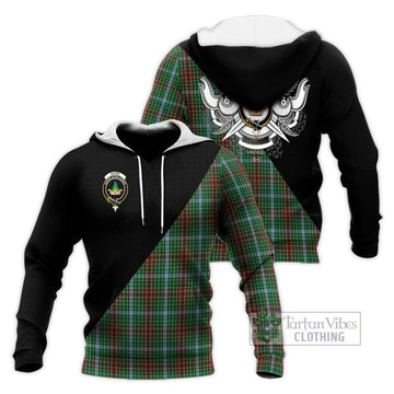 Gayre Tartan Knitted Hoodie with Family Crest and Military Logo Style