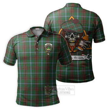 Gayre Tartan Polo Shirt with Family Crest and Bearded Skull Holding Bottles of Whiskey Kid - Tartan Vibes Clothing