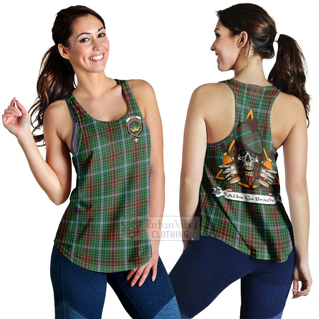 Tartan Vibes Clothing Gayre Tartan Women's Racerback Tanks with Family Crest and Bearded Skull Holding Bottles of Whiskey