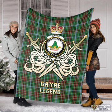 Gayre Tartan Blanket with Clan Crest and the Golden Sword of Courageous Legacy