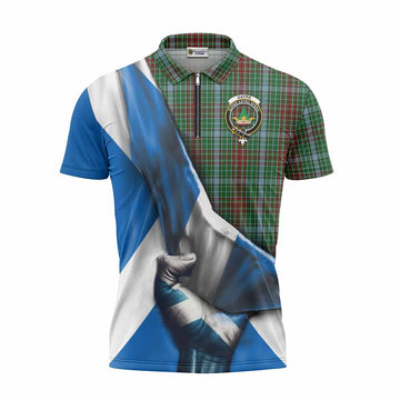 Gayre Tartan Zipper Polo Shirt with Family Crest Scotland Patriotic Style