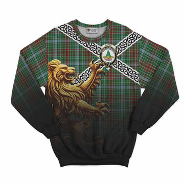 Gayre Crest Tartan Sweatshirt with Golden Lion Emblem Celtic Style