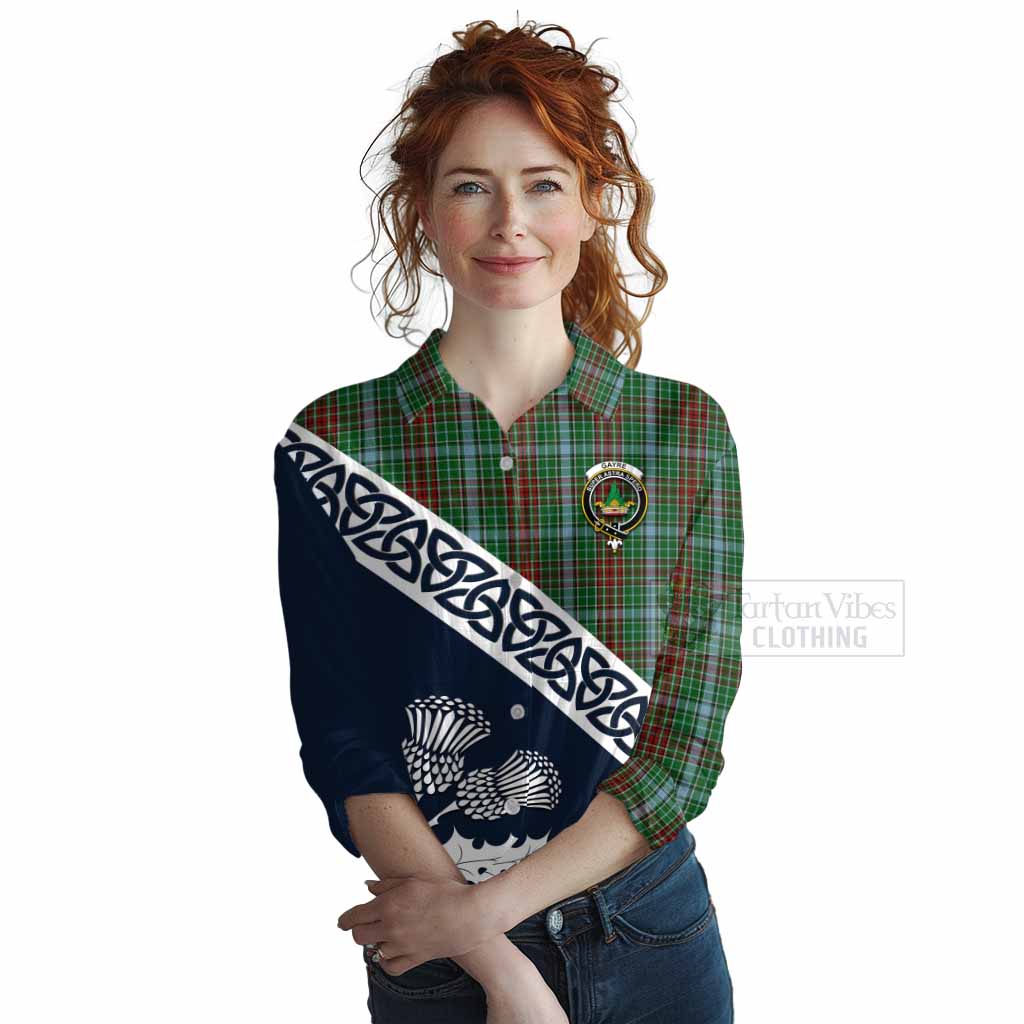 Tartan Vibes Clothing Gayre Tartan Women's Casual Shirt Featuring Thistle and Scotland Map
