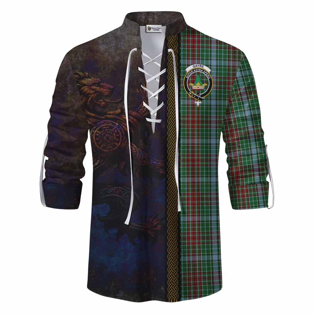 Tartan Vibes Clothing Gayre Tartan Family Crest Ghillie Kilt Shirt Alba Gu Brath Be Brave Lion Ancient Style