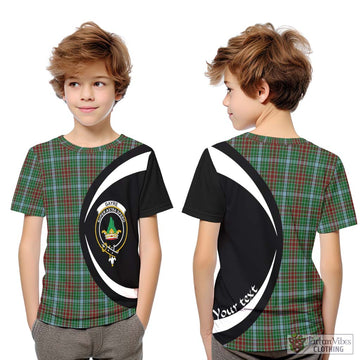 Gayre Tartan Kid T-Shirt with Family Crest Circle Style