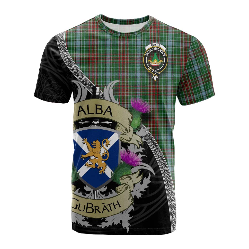 Tartan Vibes Clothing Gayre Tartan Family Crest Cotton T-shirt Lion Rampant Royal Thistle Shield Celtic Inspired