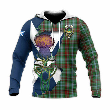 Gayre Tartan Family Crest Knitted Hoodie Scottish Thistle Celtic Inspired