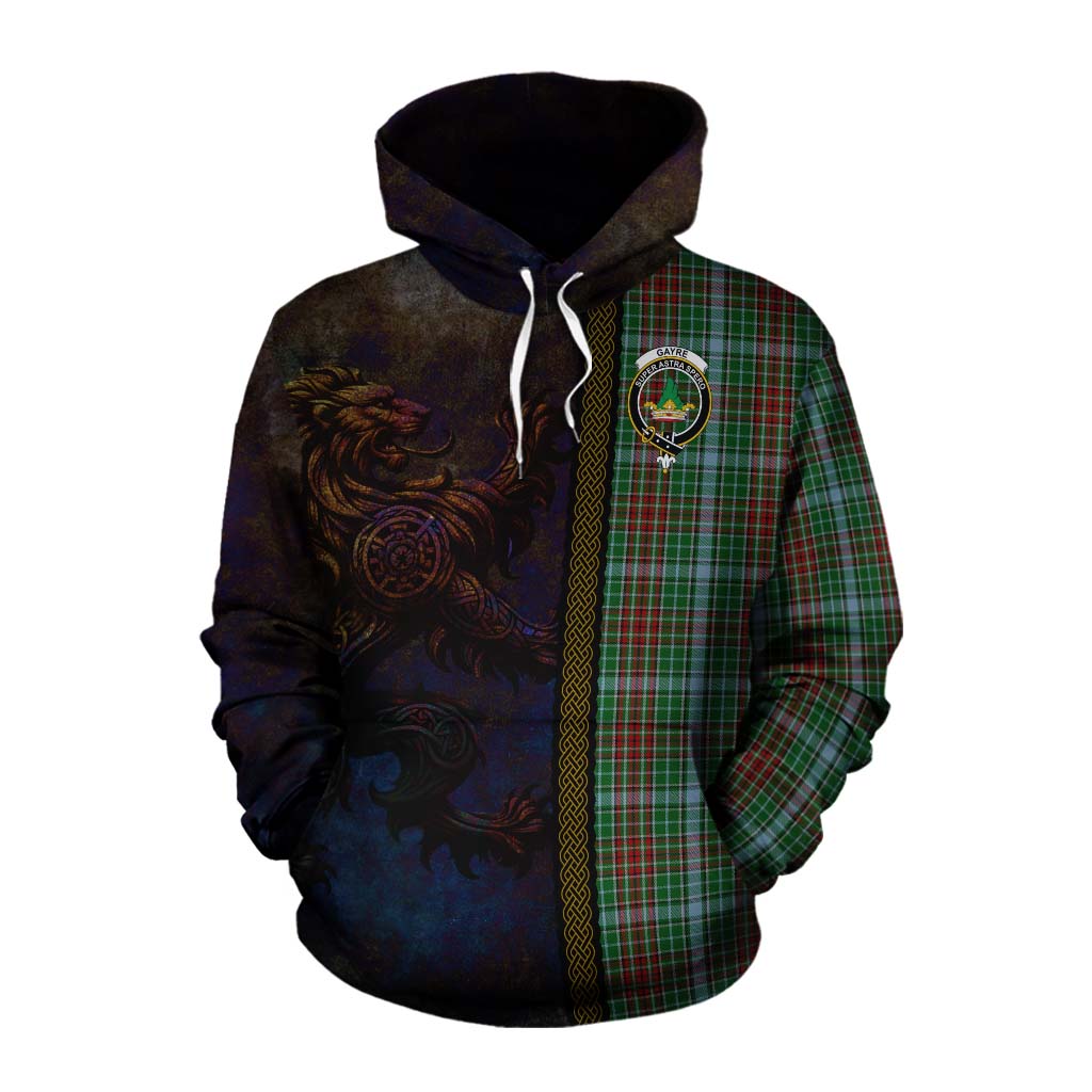Tartan Vibes Clothing Gayre Tartan Family Crest Cotton Hoodie Alba Gu Brath Be Brave Lion Ancient Style