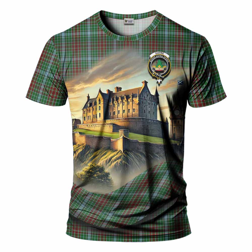 Tartan Vibes Clothing Gayre Tartan Family Crest T-Shirt with Scottish Ancient Castle Stype