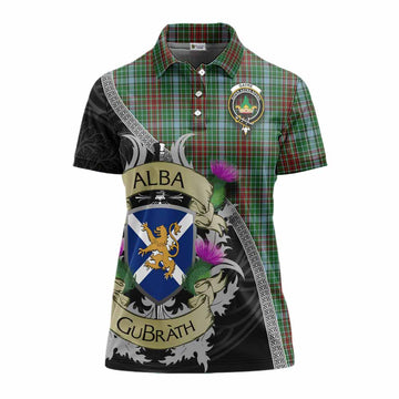 Tartan Vibes Clothing Gayre Tartan Family Crest Women's Polo Shirt Lion Rampant Royal Thistle Shield Celtic Inspired