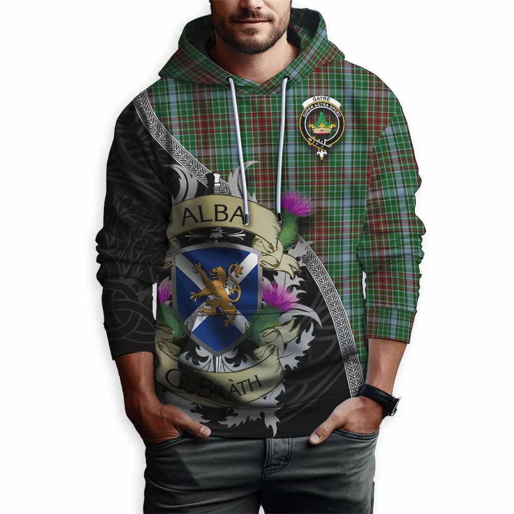 Tartan Vibes Clothing Gayre Tartan Family Crest Hoodie Lion Rampant Royal Thistle Shield Celtic Inspired