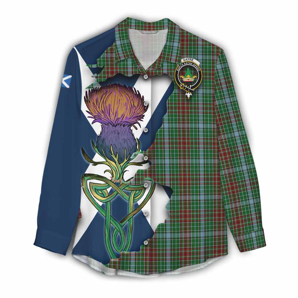 Tartan Vibes Clothing Gayre Tartan Family Crest Women's Casual Shirt Scottish Thistle Celtic Inspired