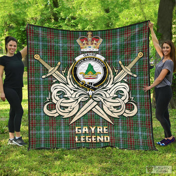 Gayre Tartan Quilt with Clan Crest and the Golden Sword of Courageous Legacy