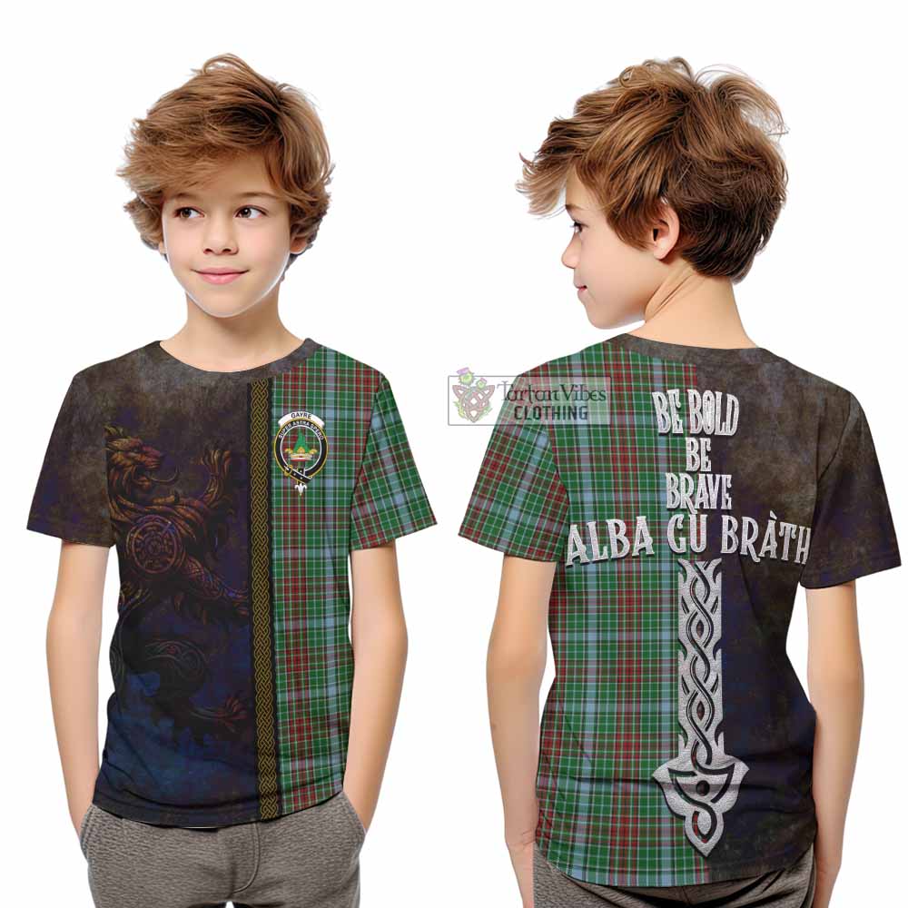 Tartan Vibes Clothing Gayre Tartan Family Crest Kid T-Shirt Alba Gu Brath Be Brave Lion Ancient Style