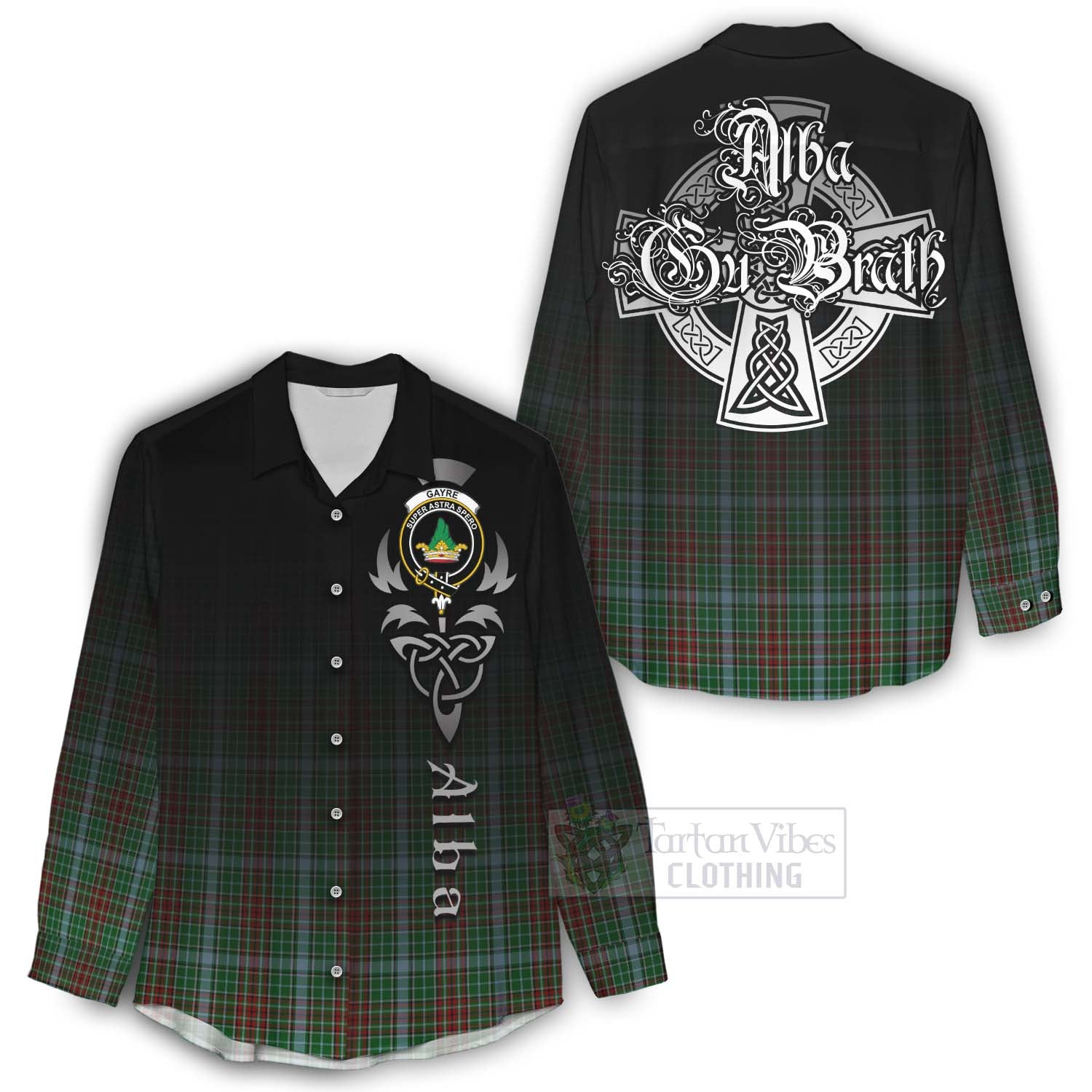 Tartan Vibes Clothing Gayre Tartan Women's Casual Shirt Featuring Alba Gu Brath Family Crest Celtic Inspired