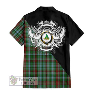 Gayre Tartan Short Sleeve Button Shirt with Family Crest and Military Logo Style - Tartanvibesclothing Shop