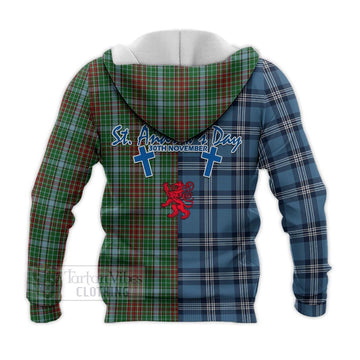 Gayre Tartan Knitted Hoodie Happy St. Andrew's Day Half Tartan Style