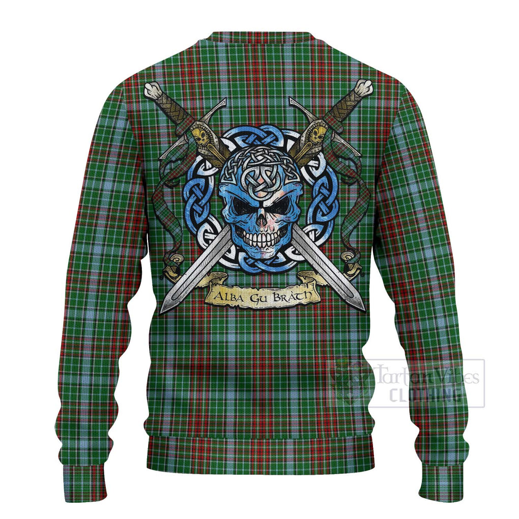 Tartan Vibes Clothing Gayre Tartan Knitted Sweater with Family Crest Celtic Skull Style