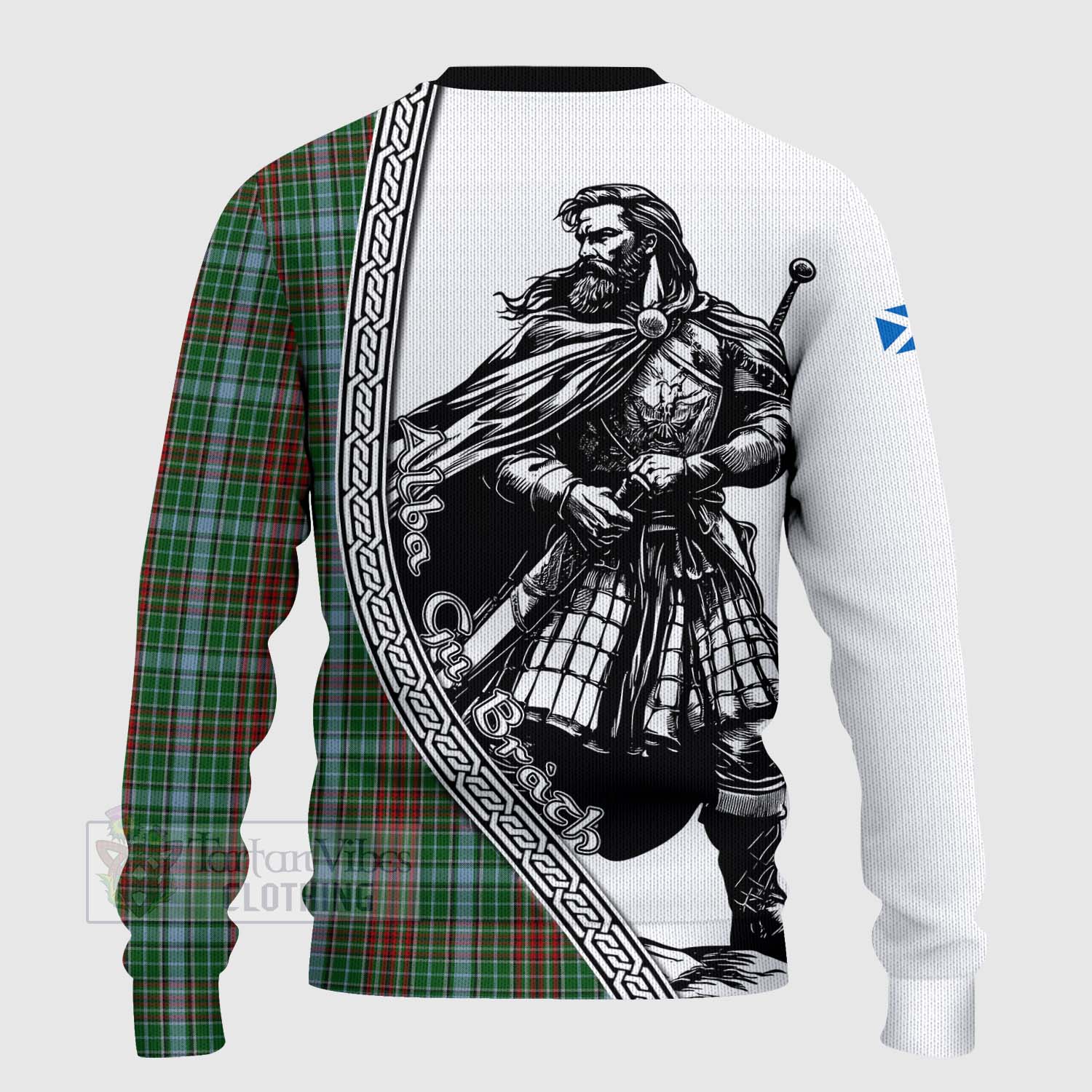 Tartan Vibes Clothing Gayre Tartan Clan Crest Knitted Sweater with Highlander Warrior Celtic Style