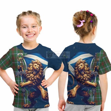 Gayre Tartan Family Crest Kid T-Shirt with Scottish Majestic Lion