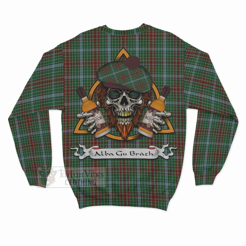 Tartan Vibes Clothing Gayre Tartan Sweatshirt with Family Crest and Bearded Skull Holding Bottles of Whiskey