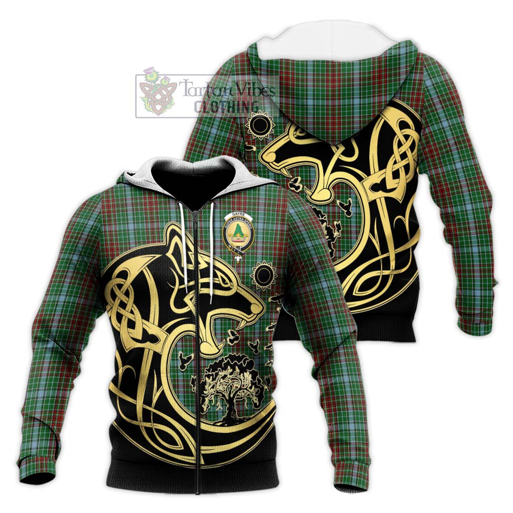 Gayre Tartan Knitted Hoodie with Family Crest Celtic Wolf Style Unisex Knitted Zip Hoodie - Tartan Vibes Clothing
