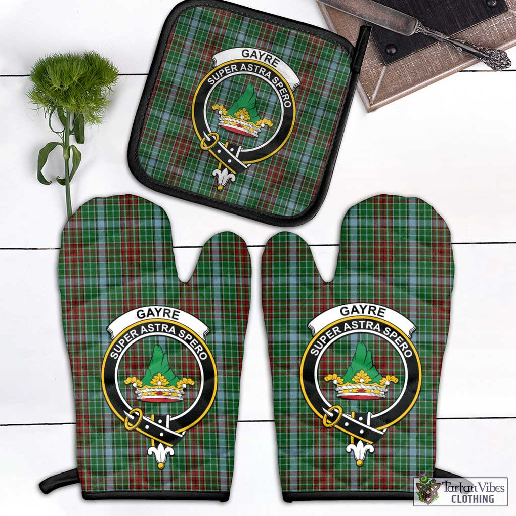 Gayre Tartan Combo Oven Mitt & Pot-Holder with Family Crest Combo 1 Oven Mitt & 1 Pot-Holder Black - Tartan Vibes Clothing
