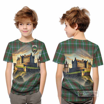 Gayre Tartan Family Crest Kid T-Shirt with Scottish Ancient Castle Style