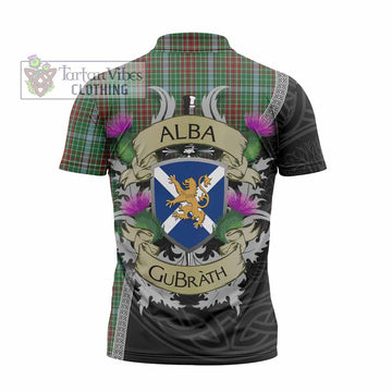 Gayre Tartan Family Crest Zipper Polo Shirt Lion Rampant Royal Thistle Shield Celtic Inspired