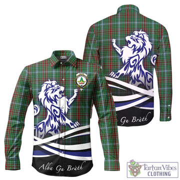Gayre Tartan Long Sleeve Button Up Shirt with Alba Gu Brath Regal Lion Emblem