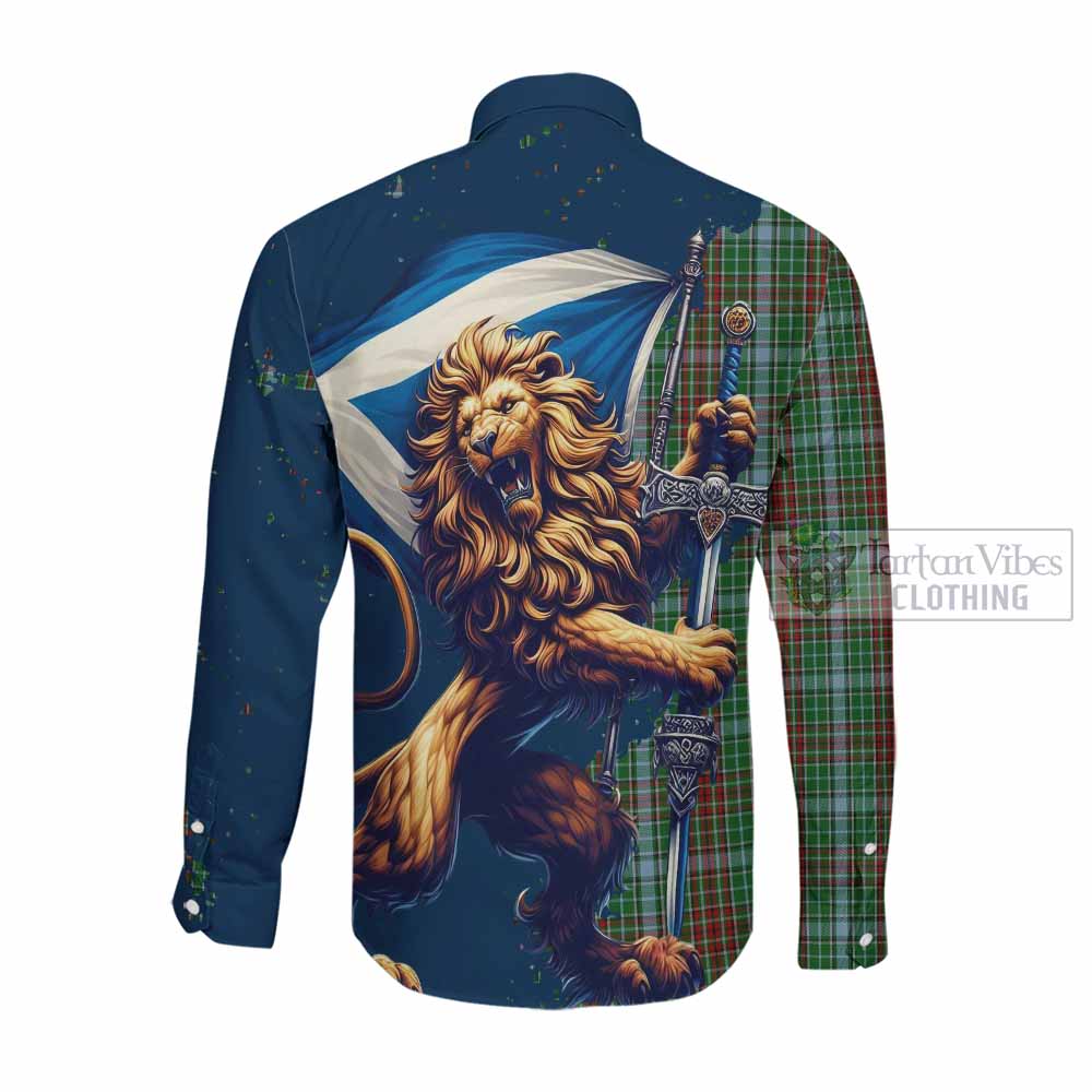 Tartan Vibes Clothing Gayre Tartan Family Crest Long Sleeve Button Shirt with Scottish Majestic Lion
