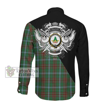Gayre Tartan Long Sleeve Button Shirt with Family Crest and Military Logo Style