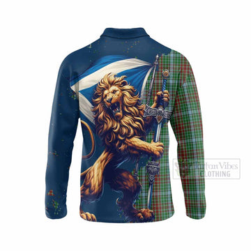 Tartan Vibes Clothing Gayre Tartan Family Crest Long Sleeve Polo Shirt with Scottish Majestic Lion