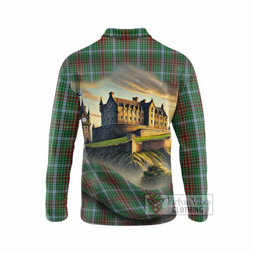 Tartan Vibes Clothing Gayre Tartan Family Crest Long Sleeve Polo Shirt with Scottish Ancient Castle Style