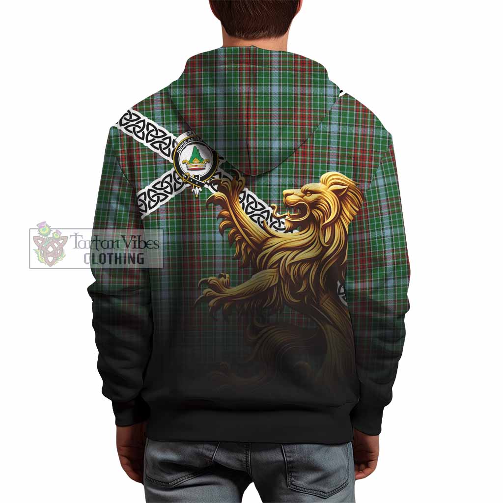 Tartan Vibes Clothing Gayre Crest Tartan Hoodie with Golden Lion Emblem Celtic Style